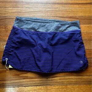 MPG Striped Mini Athletic Skirt Built-In Shorts L